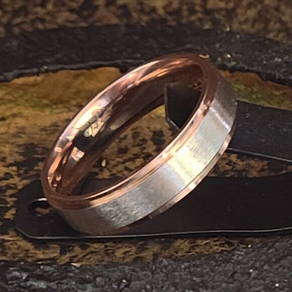 Men's Two Tone Rose Gold and Silver Promise Ring Band - Promise ring For Him - Picture 5 of 6